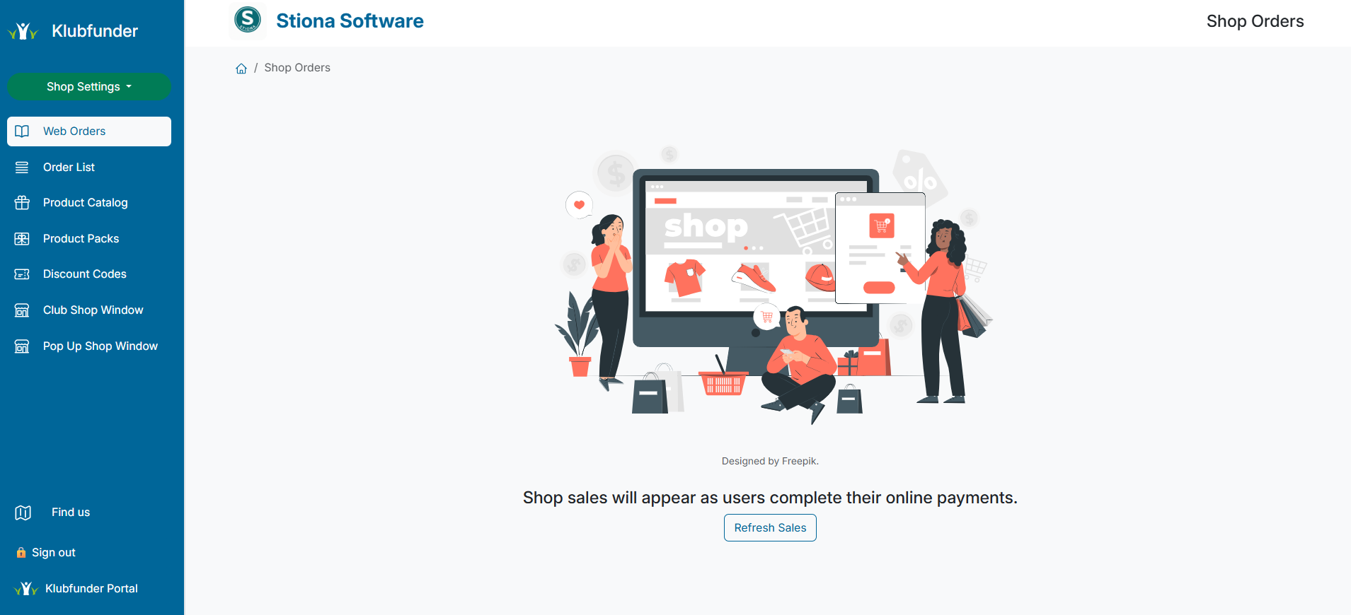 Screenshot of the Online Shop Dashboard