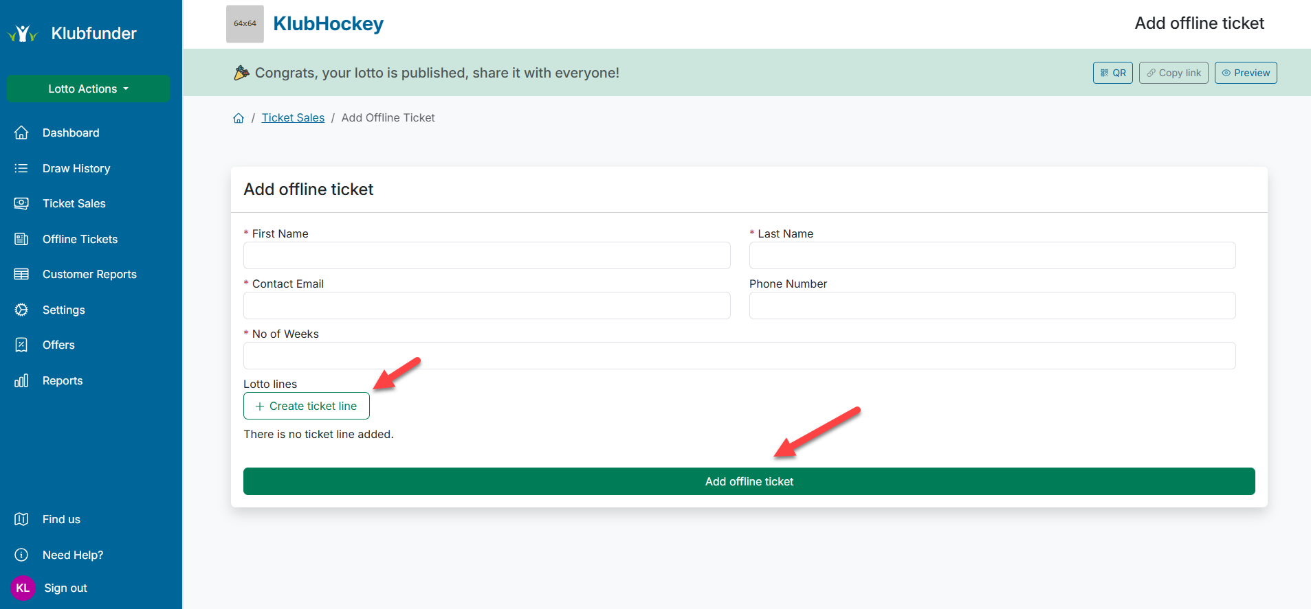 Offline Ticket Form