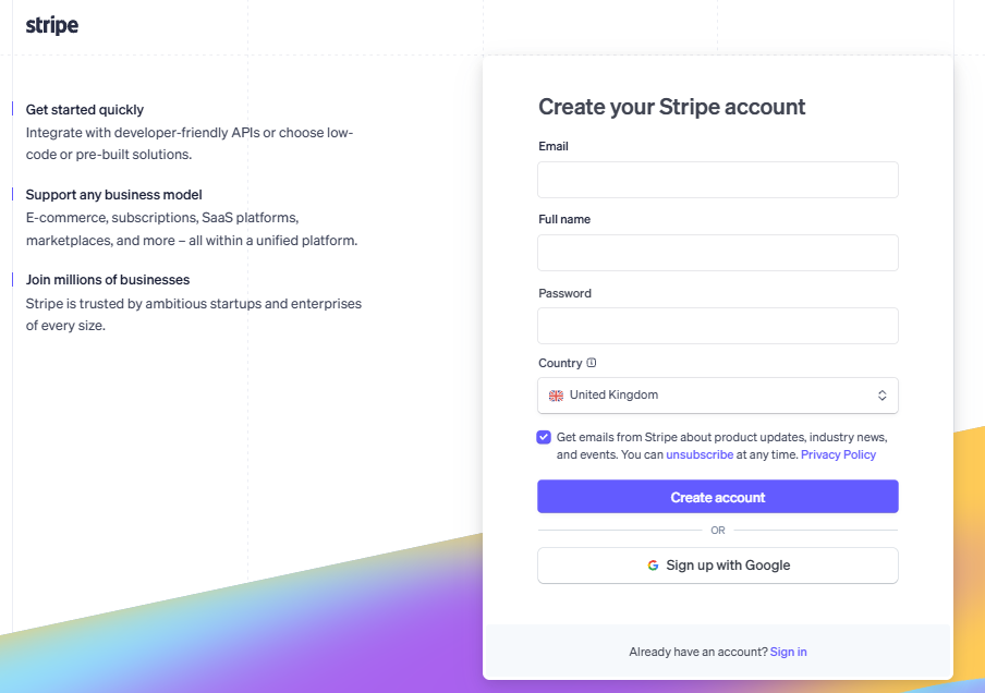 New User Registration Screen